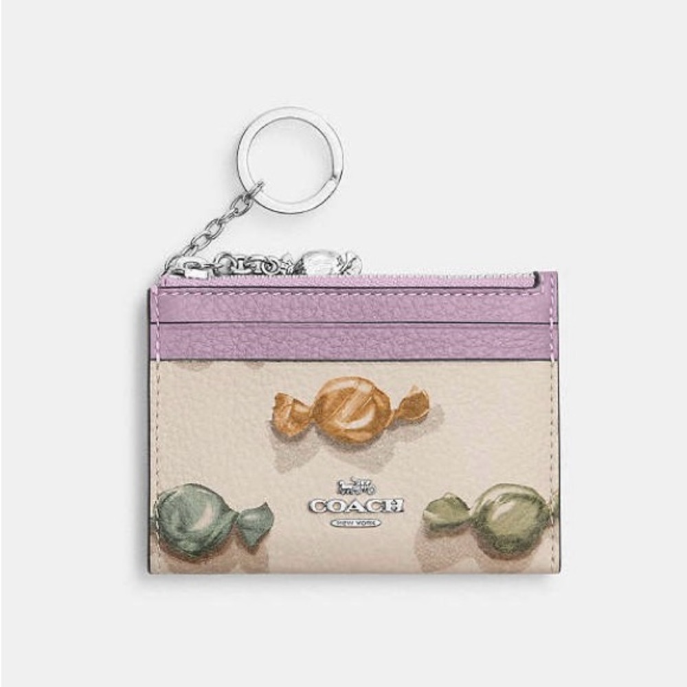 COACH Mini Skinny Id Case With Candy Print & Charm Refined Pebble Leather CDF93 - Picture 13 of 14